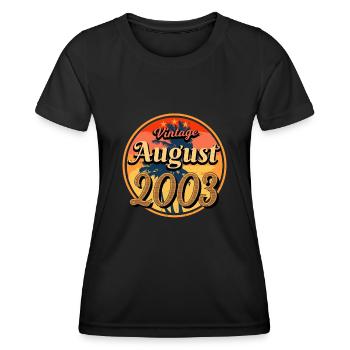 Year of birth 2003 in August - Women's Functional T-Shirt - black - Front - AI Model Female 172 light (172cm)