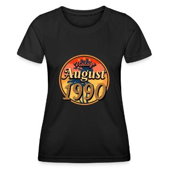 1990 Août Anniversaire Salutations - T-shirt sport Femme - noir - Devant - AI Model Female 172 light (172cm)