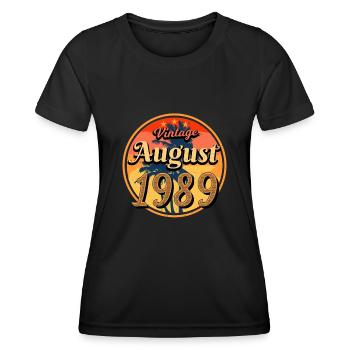 Né en 1989 en août - T-shirt sport Femme - noir - Devant - AI Model Female 172 light (172cm)