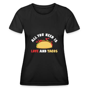 Anti Valentine's All You Need Is Tacos And Love - Frauen Funktions-T-Shirt - Schwarz - Vorne - AI Model Female 172 light (172cm)