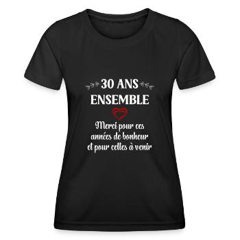 30 ans ensemble - T-shirt sport Femme - noir - Devant - AI Model Female 172 light (172cm)