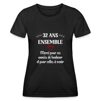 32 ans ensemble - T-shirt sport Femme - noir - Devant - AI Model Female 172 light (172cm)