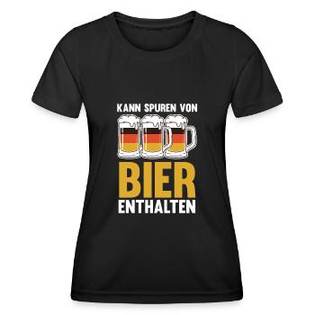 Kann Spuren von Bier enthalten - Frauen Funktions-T-Shirt - Schwarz - Vorne - AI Model Female 172 light (172cm)