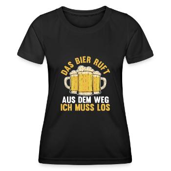 Das Bier ruft aus dem Weg ich muss los - Frauen Funktions-T-Shirt - Schwarz - Vorne - AI Model Female 172 light (172cm)