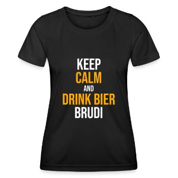 Keep calm and drink Beer Brudi - Frauen Funktions-T-Shirt - Schwarz - Vorne - AI Model Female 172 light (172cm)