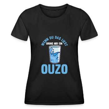 Wenn du das liest bring mir ein Ouzo - Frauen Funktions-T-Shirt - Schwarz - Vorne - AI Model Female 172 light (172cm)