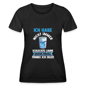 Grieche Saufspruch Ouzo - Frauen Funktions-T-Shirt - Schwarz - Vorne - AI Model Female 172 light (172cm)