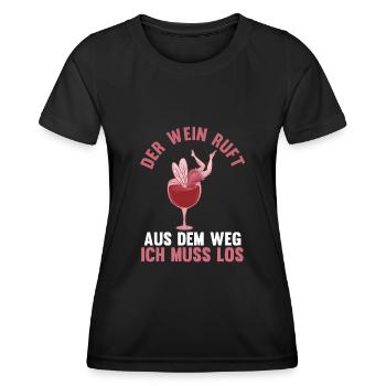 Der Wein ruft aus dem Weg ich muss los - Frauen Funktions-T-Shirt - Schwarz - Vorne - AI Model Female 172 light (172cm)