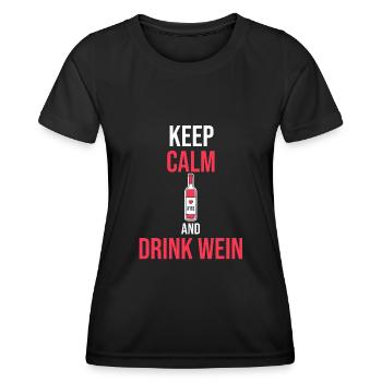 Keep calm and drink wine - Women's Functional T-Shirt - black - Front - AI Model Female 172 light (172cm)
