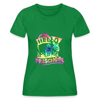 Hallo Vorschule zurück zur Schule - Frauen Funktions-T-Shirt - Kelly Green - Vorne - AI Model Female 172 dark (172cm)