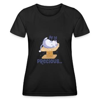 My Precious Cat on a Scretching Post Cat Lover - Frauen Funktions-T-Shirt - Schwarz - Vorne - AI Model Female 172 light (172cm)