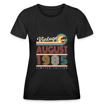 1985 Im August Geschenkidee - Frauen Funktions-T-Shirt - Schwarz - Vorne - AI Model Female 172 light (172cm)