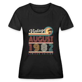 40e anniversaire août 1982 - T-shirt sport Femme - noir - Devant - AI Model Female 172 light (172cm)