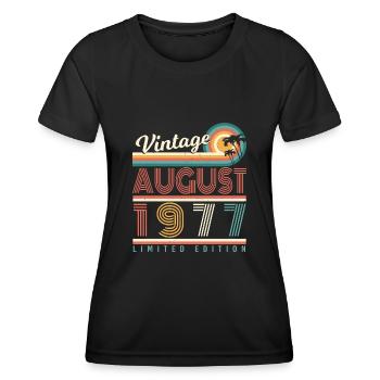 Geburtstagsgruss 1977 August - Frauen Funktions-T-Shirt - Schwarz - Vorne - AI Model Female 172 light (172cm)