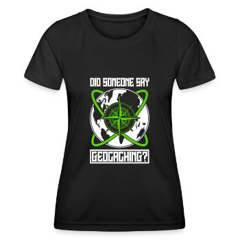 Geocacher Weltkarte Geocache - Frauen Funktions-T-Shirt - Schwarz - Vorne - AI Model Female 172 light (172cm)