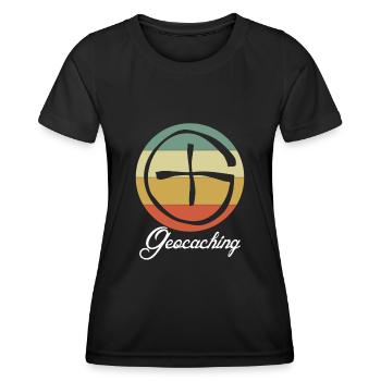 Geocacher retro Geocache - Frauen Funktions-T-Shirt - Schwarz - Vorne - AI Model Female 172 light (172cm)
