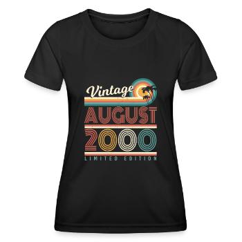 Month of birth August 2000 - Women's Functional T-Shirt - black - Front - AI Model Female 172 light (172cm)