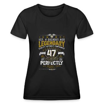 Vintage Légendaire - Vieilli parfaitement 47ème anniversaire - T-shirt sport Femme - noir - Devant - AI Model Female 172 light (172cm)