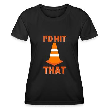 I'd hit that funny autocross Orange cone driver - Women's Functional T-Shirt - black - Front - AI Model Female 172 light (172cm)
