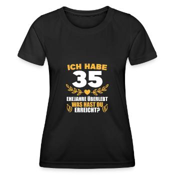 Leinwandhochzeit 35. Hochzeitstag Geschenk - Frauen Funktions-T-Shirt - Schwarz - Vorne - AI Model Female 172 light (172cm)