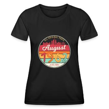 1962 In August 60th birthday - Women's Functional T-Shirt - black - Front - AI Model Female 172 light (172cm)