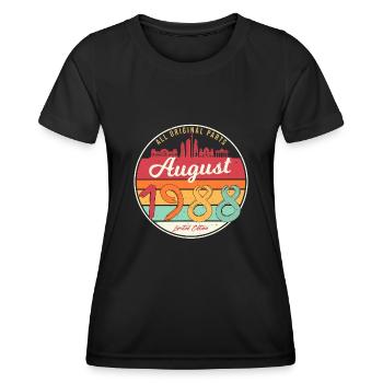 Salutations d’anniversaire 1988 En août - T-shirt sport Femme - noir - Devant - AI Model Female 172 light (172cm)