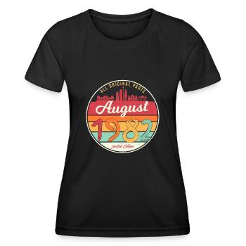40e anniversaire août 1982 - T-shirt sport Femme - noir - Devant - AI Model Female 172 light (172cm)