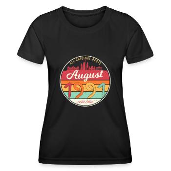Year of construction August 1991 - Women's Functional T-Shirt - black - Front - AI Model Female 172 light (172cm)