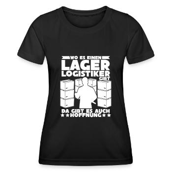 Lagerist Lageristen Lagerlogistiker - Frauen Funktions-T-Shirt - Schwarz - Vorne - AI Model Female 172 light (172cm)