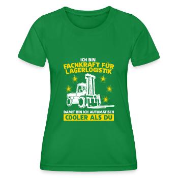 Lagerist Gabelstapler Staplerfahrer - Frauen Funktions-T-Shirt - Kelly Green - Vorne - AI Model Female 172 dark (172cm)