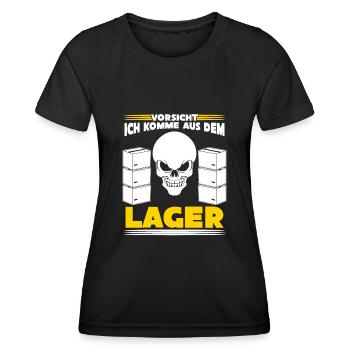 Lagerist Lager Logistiker Lagerarbeiter - Frauen Funktions-T-Shirt - Schwarz - Vorne - AI Model Female 172 light (172cm)