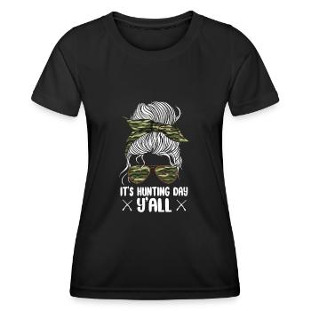 Chasseur de cerfs Fille - T-shirt sport Femme - noir - Devant - AI Model Female 172 light (172cm)