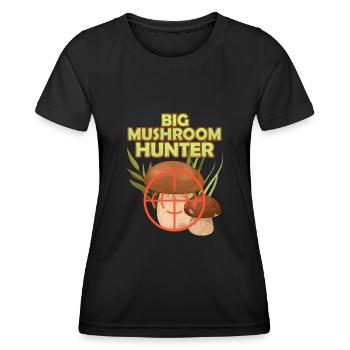 Large Mushroom Hunter Mushroom Picker Large Mushrooms - Women's Functional T-Shirt - black - Front - AI Model Female 172 light (172cm)