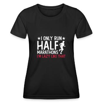 Halbmarathon Läufer Jogger Laufen Jogging Geschenk - Frauen Funktions-T-Shirt - Schwarz - Vorne - AI Model Female 172 light (172cm)
