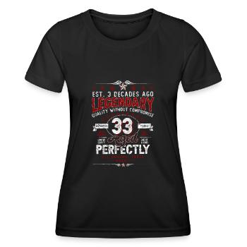 Vintage Legendary - Aged perfectly 33. Geburtstag - Frauen Funktions-T-Shirt - Schwarz - Vorne - AI Model Female 172 light (172cm)