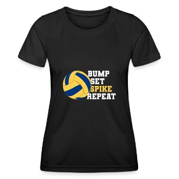 Volleyball Bump Set Spike Repeat - Frauen Funktions-T-Shirt - Schwarz - Vorne - AI Model Female 172 light (172cm)