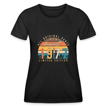 Retro 1977 August - Frauen Funktions-T-Shirt - Schwarz - Vorne - AI Model Female 172 light (172cm)