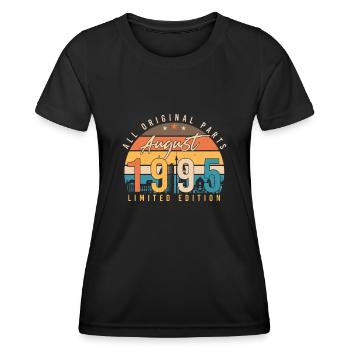 1995 August Geschenkidee - Frauen Funktions-T-Shirt - Schwarz - Vorne - AI Model Female 172 light (172cm)
