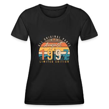 1997 August Geschenkidee - Frauen Funktions-T-Shirt - Schwarz - Vorne - AI Model Female 172 light (172cm)