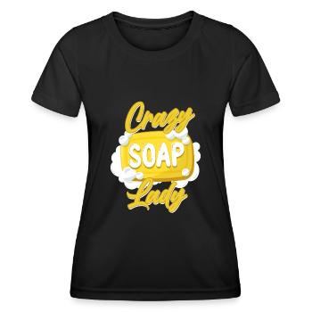 Fabrication de savon Fabrication de savon Savon fou - T-shirt sport Femme - noir - Devant - AI Model Female 172 light (172cm)