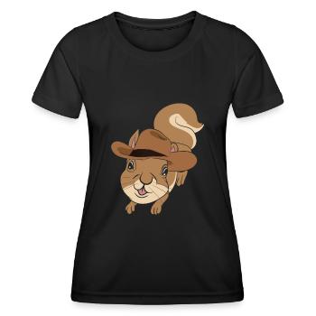 Tierliebhaber Cowboy Geschenk Eichhörnchen - Frauen Funktions-T-Shirt - Schwarz - Vorne - AI Model Female 172 light (172cm)