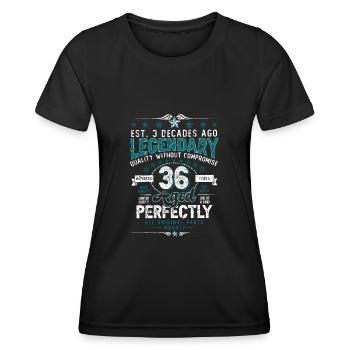 Vintage Légendaire - Vieilli parfaitement 36ème anniversaire - T-shirt sport Femme - noir - Devant - AI Model Female 172 light (172cm)