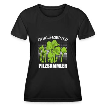 Qualifizierter Pilzsammler Pile Sammeln - Frauen Funktions-T-Shirt - Schwarz - Vorne - AI Model Female 172 light (172cm)