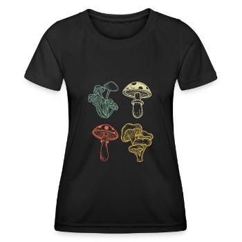 Vintage Pilze sammeln Pilzsammler - Frauen Funktions-T-Shirt - Schwarz - Vorne - AI Model Female 172 light (172cm)