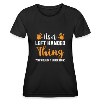 Lefty - Gauchers en forte demande mais offre limitée - T-shirt sport Femme - noir - Devant - AI Model Female 172 light (172cm)
