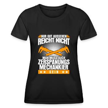 Zerspaner Spruch Zerspanungsmechaniker - Frauen Funktions-T-Shirt - Schwarz - Vorne - AI Model Female 172 light (172cm)