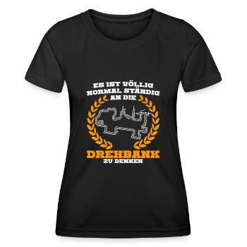 Zerspanungsmechaniker Dreher Zerspaner - Frauen Funktions-T-Shirt - Schwarz - Vorne - AI Model Female 172 light (172cm)