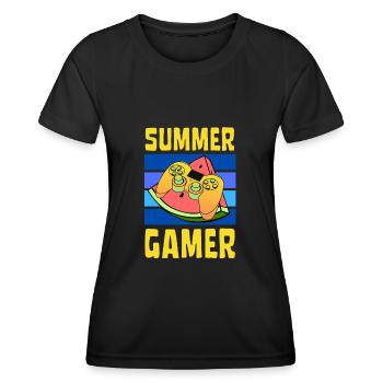 SUMMER GAMER JEU VIDÉO ESPORTS - T-shirt sport Femme - noir - Devant - AI Model Female 172 light (172cm)