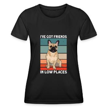 Français Bouledogue - T-shirt sport Femme - noir - Devant - AI Model Female 172 light (172cm)