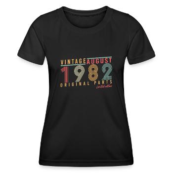 40e anniversaire août 1982 - T-shirt sport Femme - noir - Devant - AI Model Female 172 light (172cm)